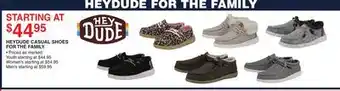 Dunham's Sports HEYDUDE CASUAL SHOES FOR THE FAMILY offer