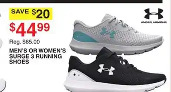 Dunham's Sports UNDER ARMOUR MEN'S OR WOMEN'S SURGE 3 RUNNING SHOES offer