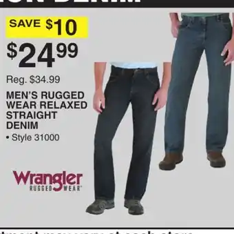 Dunham's Sports WRANGLER MEN'S RUGGED WEAR RELAXED STRAIGHT DENIM offer
