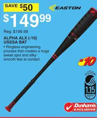 Dunham's Sports EASTON ALPHA ALX (- 10) USSSA BAT offer