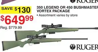 Dunham's Sports RUGER 350 LEGEND OR 450 BUSHMASTER VORTEX PACKAGE offer