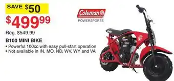 Dunham's Sports COLEMAN B100 MINI BIKE offer