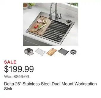 Costco Delta 25 Stainless Steel Dual Mount Workstation Sink offer