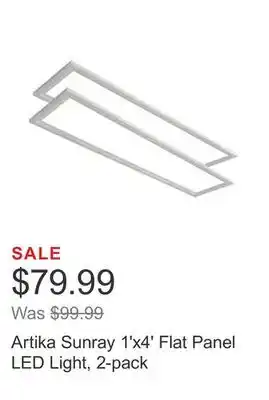 Costco Artika Sunray 1'x4' Flat Panel LED Light, 2-pack offer