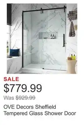 Costco OVE Decors Sheffield Tempered Glass Shower Door offer