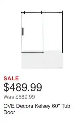 Costco OVE Decors Kelsey 60 Tub Door offer