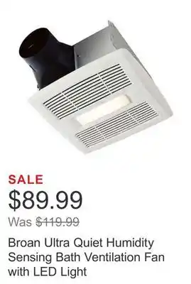 Costco Broan Ultra Quiet Humidity Sensing Bath Ventilation Fan with LED Light offer