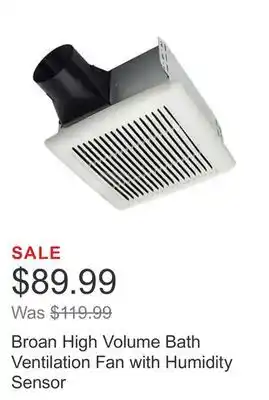 Costco Broan High Volume Bath Ventilation Fan with Humidity Sensor offer