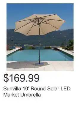 Costco Sunvilla 10' Round Solar LED Market Umbrella offer