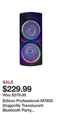 BJ’s Edison Professional M7600 Dragonfly Translucent Bluetooth Party System with Dual 15 Speakers & LED Lighting offer