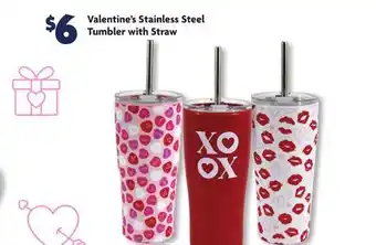 Family Dollar Valentine's Stainless Steel Tumbler with Straw offer