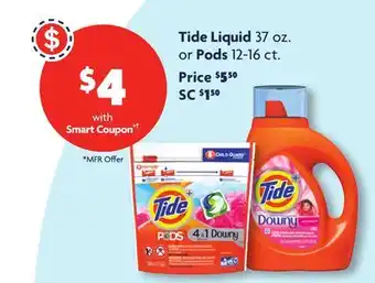 Family Dollar Tide Liquid 37 oz. or Pods 12-16 ct offer