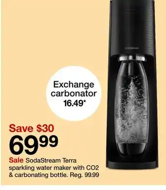 Target SodaStream Terra sparkling water maker with CO2 & carbonating bottle offer