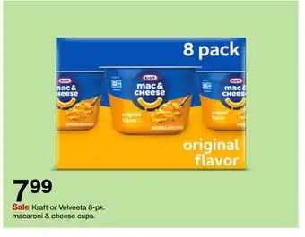 Target Kraft or Velveeta 8-pk. macaroni & cheese cups offer