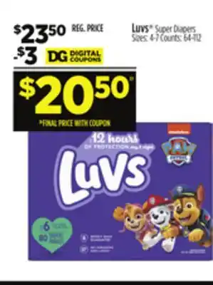 Dollar General Luvs Super Diapers offer