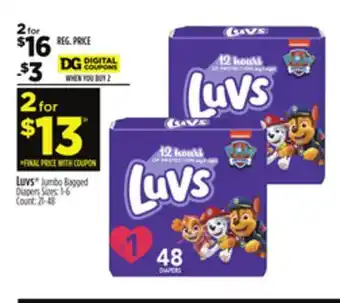 Dollar General Luvs Jumbo Bagged Diapers offer
