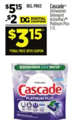 Dollar General Cascade Dishwasher Detergent offer