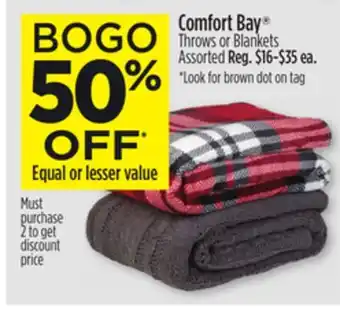 Dollar General Comfort Bay Throws or Blankets offer