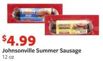Fareway Johnsonville Summer Sausage 12 oz offer