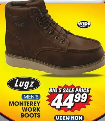 Big 5 Lugz Monterey Steel Toe Men's Wide Work Boots offer