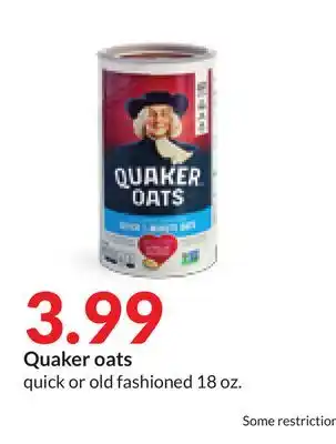 Hy-Vee Quaker oats offer