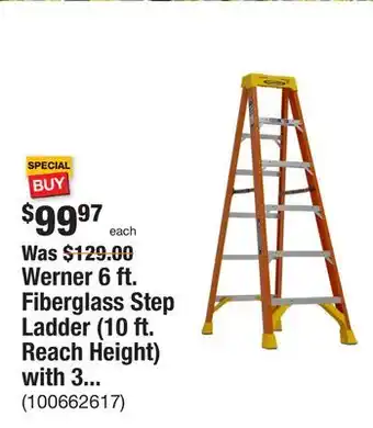 The Home Depot Werner 6 ft. Fiberglass Step Ladder (10 ft. Reach Height) with 300 lb. Load Capacity Type IA Duty Rating offer