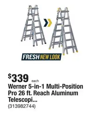 The Home Depot Werner 5-in-1 Multi-Position Pro 26 ft. Reach Aluminum Telescoping Multi Position Ladder, 375 lb. Load Capacity Type IAA Duty offer