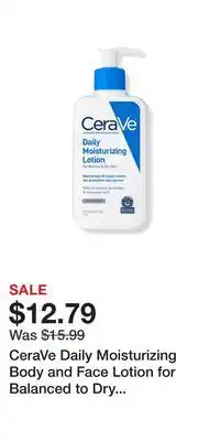 Ulta Beauty CeraVe Daily Moisturizing Body and Face Lotion for Balanced to Dry Skin offer