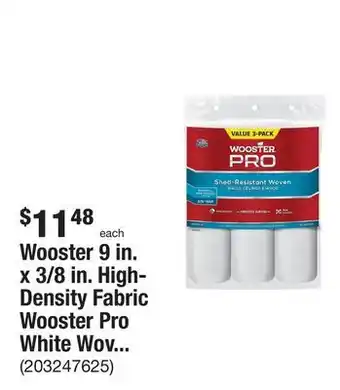 The Home Depot Wooster 9 in. x 3/8 in. High-Density Fabric Wooster Pro White Woven Roller Cover Applicator/Tool (3-Pack) offer
