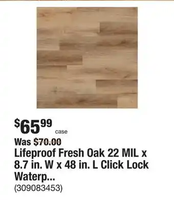 The Home Depot Lifeproof Fresh Oak 22 MIL x 8.7 in. W x 48 in. L Click Lock Waterproof Luxury Vinyl Plank Flooring (20.1 sqft/case) offer