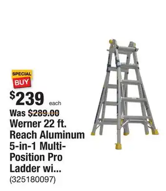 The Home Depot Werner 22 ft. Reach Aluminum 5-in-1 Multi-Position Pro Ladder with Built-in Leveling 375 lbs. Load Capacity Type IAA Duty offer