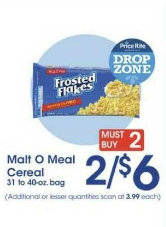 Price Rite Malt O Meal Cereal offer
