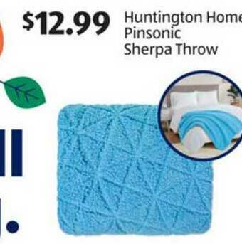 Aldi Huntington Home Pinsonic Sherpa Throw offer