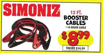 Ollie's SIMONIZ 12 FT. BOOSTER CABLES offer
