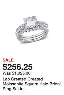 Belk Lab Created Created Moissanite Square Halo Bridal Ring Set in Sterling Silver offer