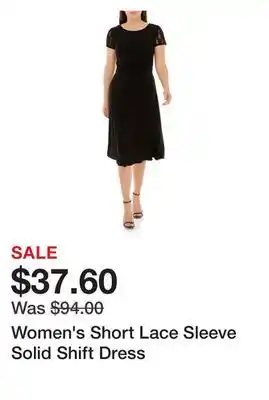 Belk Women's Short Lace Sleeve Solid Shift Dress offer