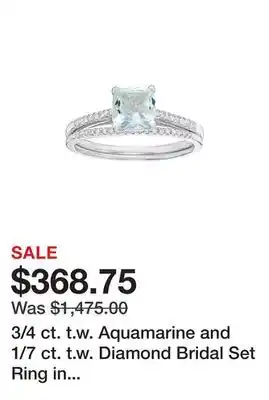 Belk 3/4 ct. t.w. Aquamarine and 1/7 ct. t.w. Diamond Bridal Set Ring in 10K White Gold offer