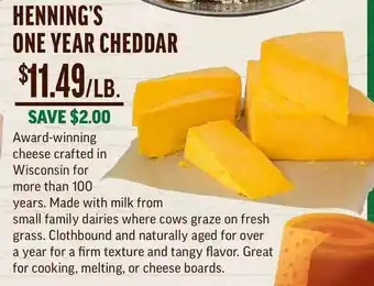 Central Market Henning's One Year Cheddar offer