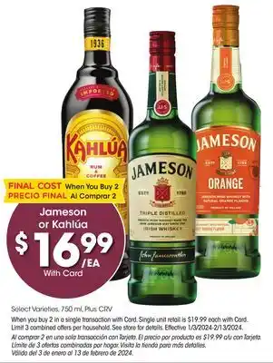 Ralphs Jameson or Kahlúa offer