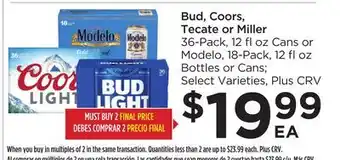 Food 4 Less Bud, Coors, Tecate or Miller offer