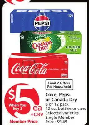 Albertsons Coke, Pepsi or Canada Dry offer