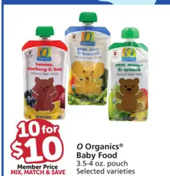 Albertsons O Organics Baby Food offer