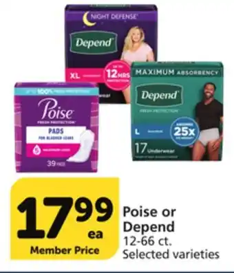Albertsons Poise or Depend offer