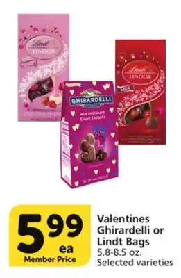 Albertsons Valentines Ghirardelli or Lindt Bags offer