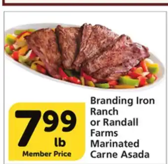 Vons Branding Iron Ranch or Randall Farms Marinated Carne Asada offer
