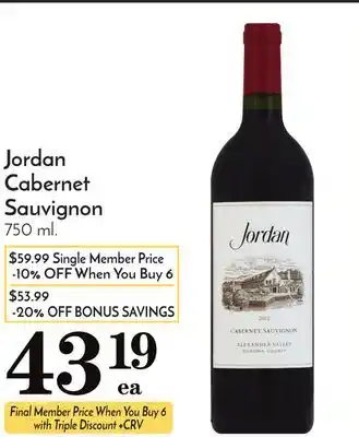 Pavilions Jordan Cabernet Sauvignon offer