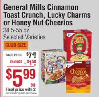 Smart & Final General Mills Cinnamon Toast Crunch, Lucky Charms or Honey Nut Cheerios offer