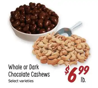 Sprouts Farmers Market Whole or Dark Chocolate Cashews offer