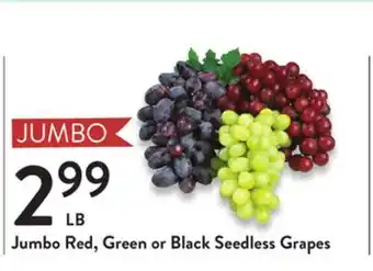 Fresh Thyme Jumbo Red, Green or Black Seedless Grapes offer