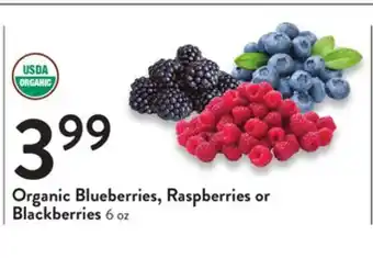 Fresh Thyme Organic Blueberries, Raspberries or Blackberries offer